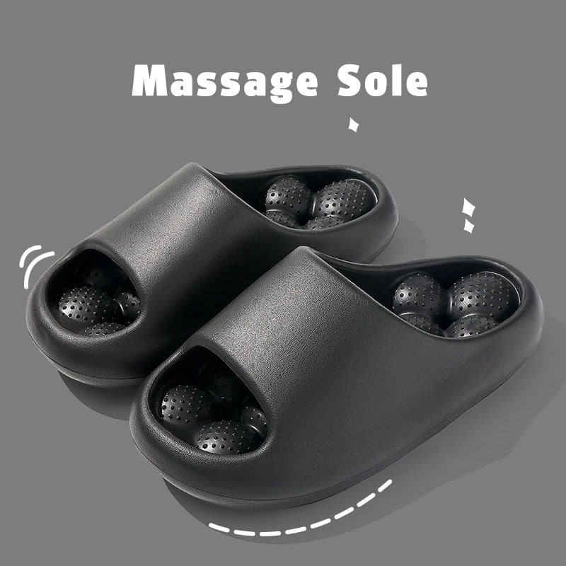 Black Massage Slipper Slides 1