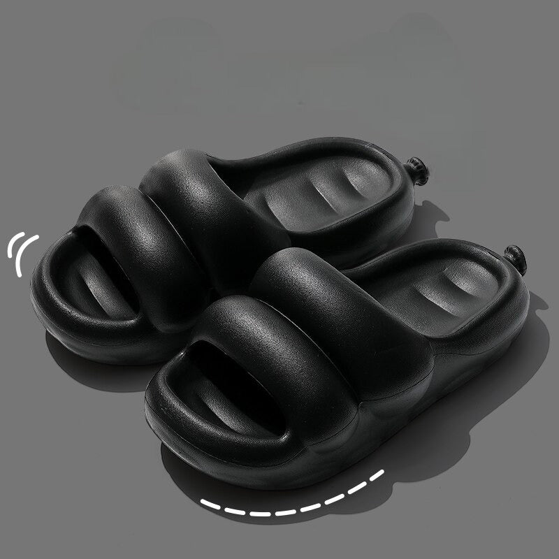 Black Puffer Slipper Slides